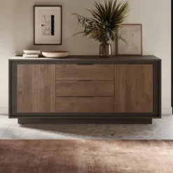 Madia moderna 2 ante 184x80 cm grafite e rovere scuro ML55