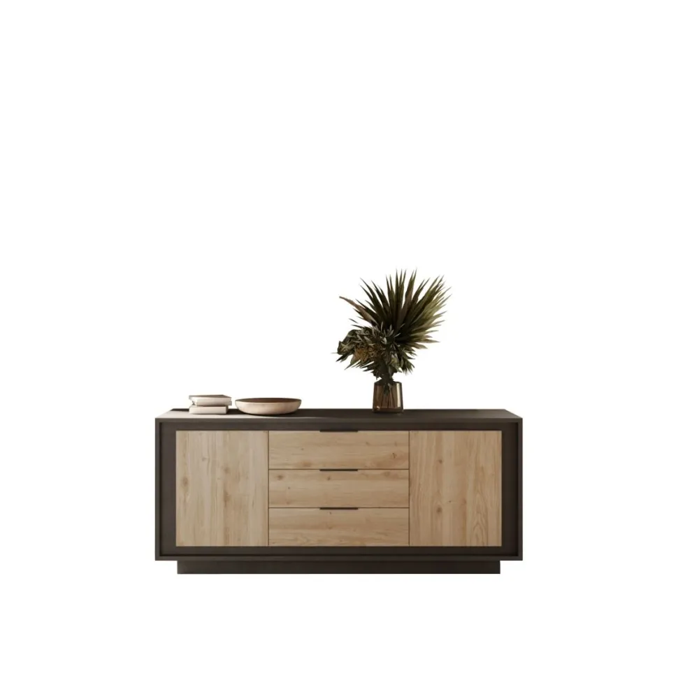 Madia moderna 2 ante 184x80 cm grafite e rovere chiaro ML55