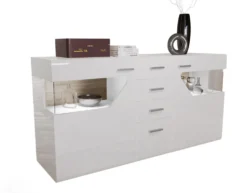 Madia moderna chic con LED bianca lucida MI8