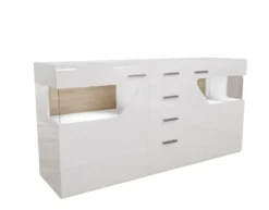 Madia moderna chic con LED bianca lucida MI8