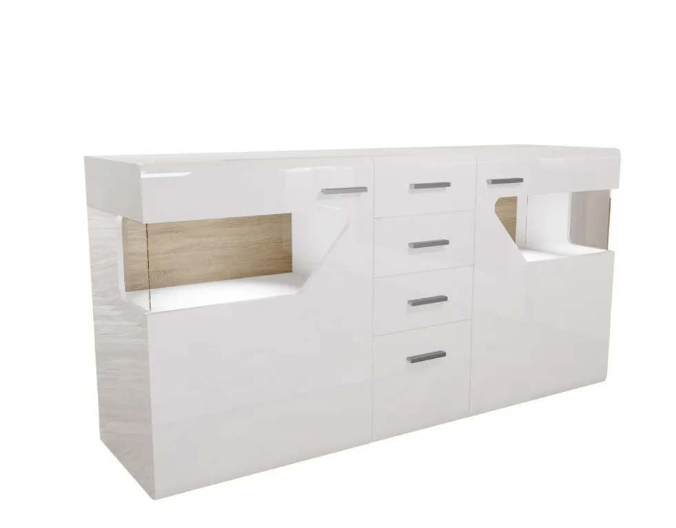 Madia moderna chic con LED bianca lucida MI8