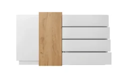 Madia moderna 160 cm bianca e rovere MALK39