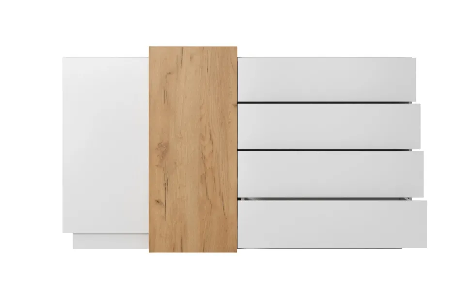 Madia moderna 160 cm bianca e rovere MALK39