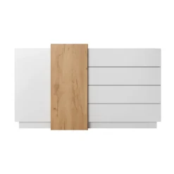 Madia moderna 160 cm bianca e rovere MALK39