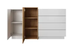 Madia moderna 160 cm bianca e rovere MALK39