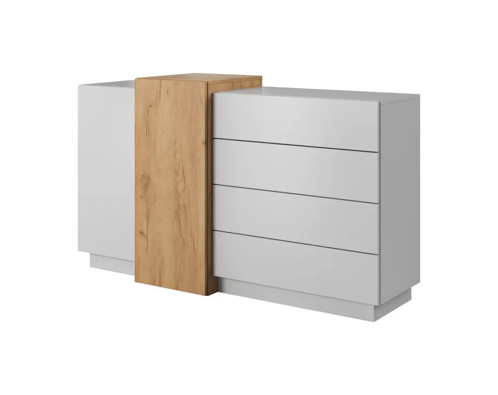 Madia moderna 160 cm bianca e rovere MALK39