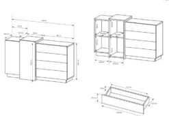 Madia moderna 160 cm bianca e rovere MALK39