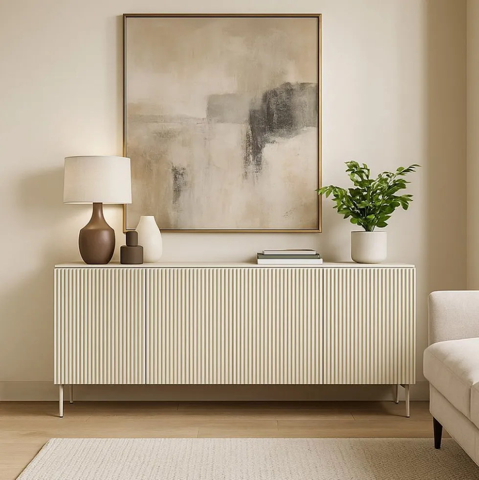 Madia moderna 195 cm con 4 ante push to open beige cashmere MALK42