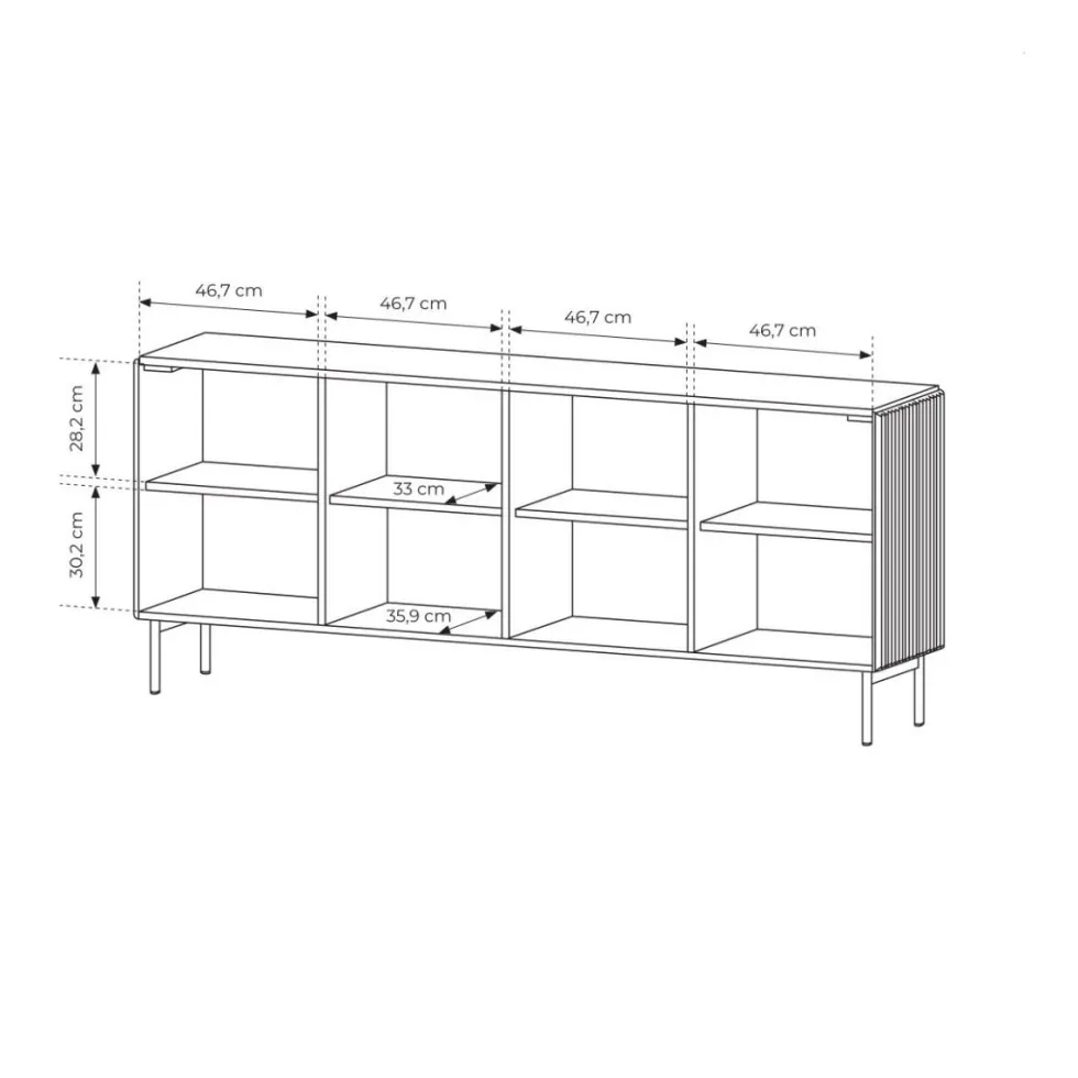 Madia moderna 195 cm con 4 ante push to open beige cashmere MALK42
