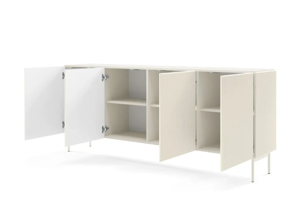 Madia moderna 195 cm con 4 ante push to open beige cashmere MALK42