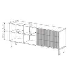 Madia moderna 187 cm con ante push to open rovere chiaro MALK46