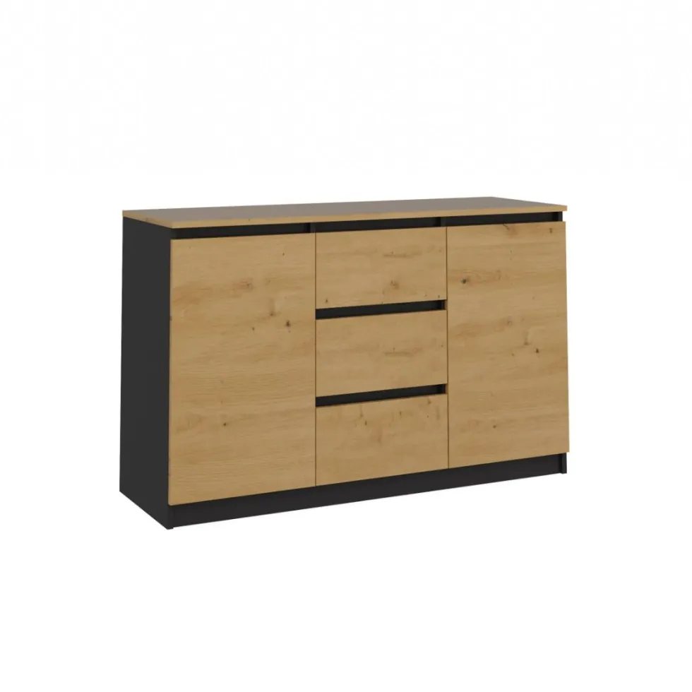 Madia moderna 120 cm con cassetti e ante rovere e antracite MT8