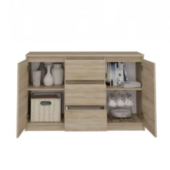 Madia moderna 120 cm con cassetti e ante in rovere chiaro MT8
