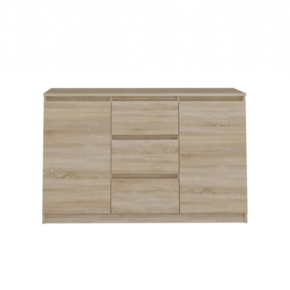 Madia moderna 120 cm con cassetti e ante in rovere chiaro MT8