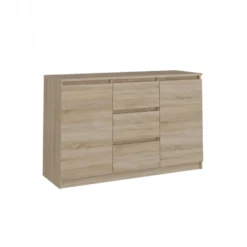 Madia moderna 120 cm con cassetti e ante in rovere chiaro MT8