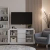 Madia moderna 120 cm con cassetti e ante in bianco opaco MT8