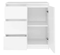 Madia moderna 75 cm per soggiorno con 3 cassetti bianco opaco MT5