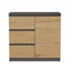 Madia moderna 75 cm per soggiorno con 3 cassetti in rovere e antracite MT5