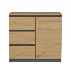 Madia moderna 75 cm per soggiorno con 3 cassetti in rovere e antracite MT5
