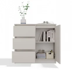 Madia moderna 75 cm per soggiorno con 3 cassetti cashmere MT5