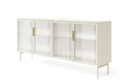 Madia moderna con 4 ante in vetro temperato e luce LED cashmere MALK40