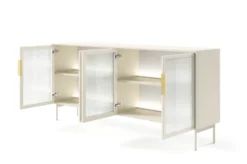 Madia moderna con 4 ante in vetro temperato e luce LED cashmere MALK40