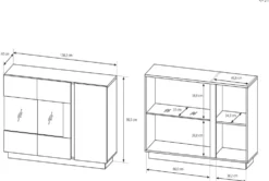 Madia moderna con vetrina 138x90 bianca con dettagli rovere MALK1