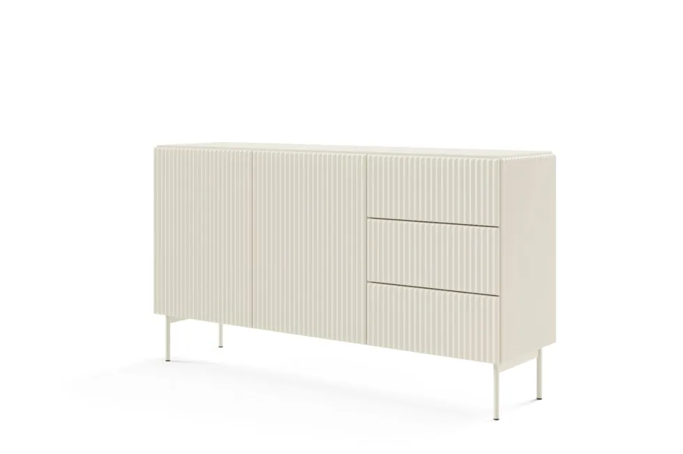 Madia moderna da soggiorno 2 ante e 3 cassetti beige cashmere MALK44