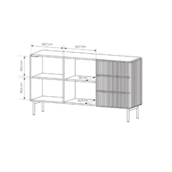 Madia moderna da soggiorno 2 ante e 3 cassetti beige cashmere MALK44
