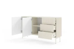 Madia moderna da soggiorno 2 ante e 3 cassetti beige cashmere MALK44
