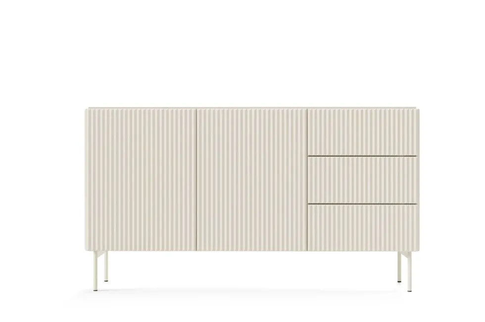 Madia moderna da soggiorno 2 ante e 3 cassetti beige cashmere MALK44