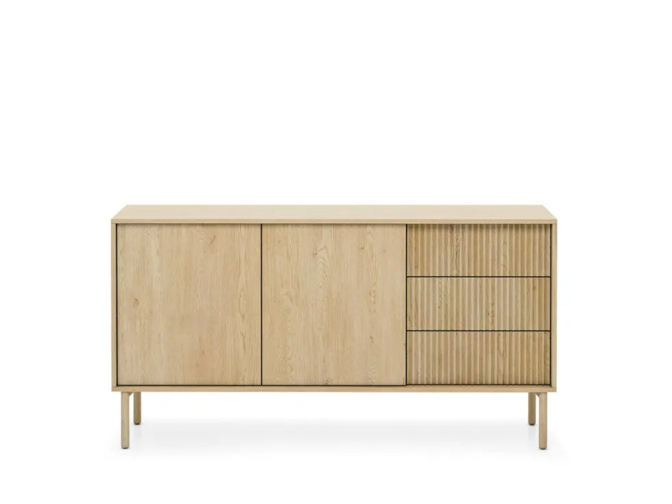 Madia moderna da soggiorno con 2 ante push to open rovere chiaro MALK45