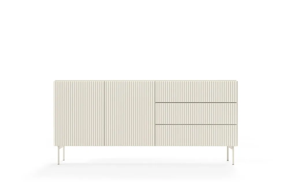 Madia moderna da soggiorno con 2 ante e 3 cassetti beige cashmere MALK43