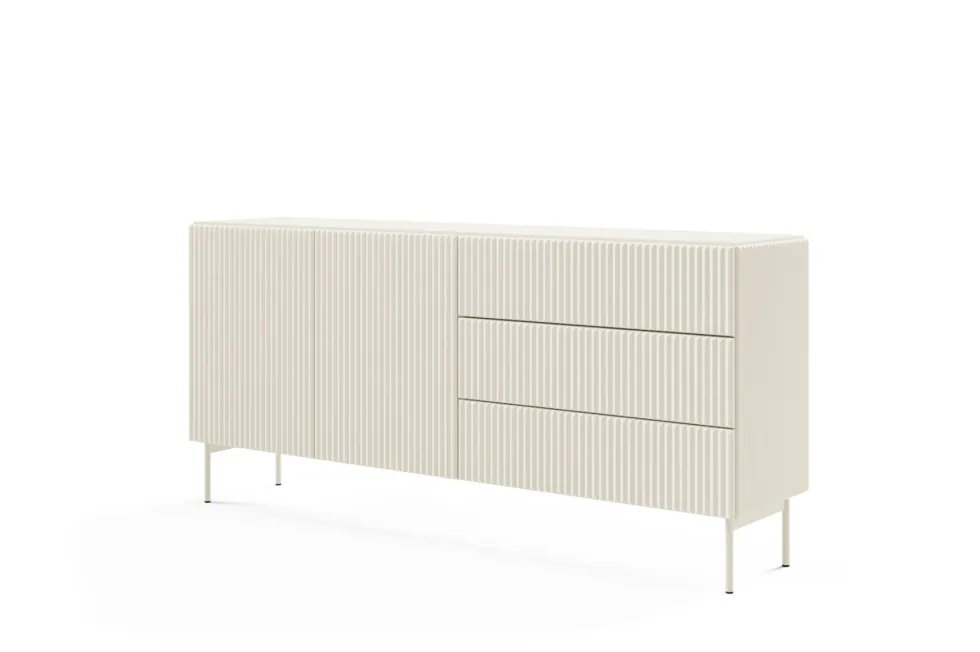Madia moderna da soggiorno con 2 ante e 3 cassetti beige cashmere MALK43