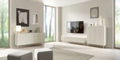 Madia moderna da soggiorno con 2 ante e 3 cassetti beige cashmere MALK43