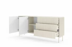 Madia moderna da soggiorno con 2 ante e 3 cassetti beige cashmere MALK43