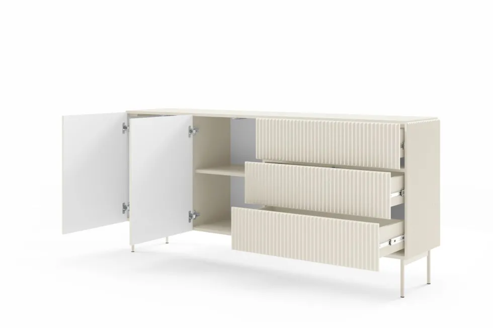 Madia moderna da soggiorno con 2 ante e 3 cassetti beige cashmere MALK43