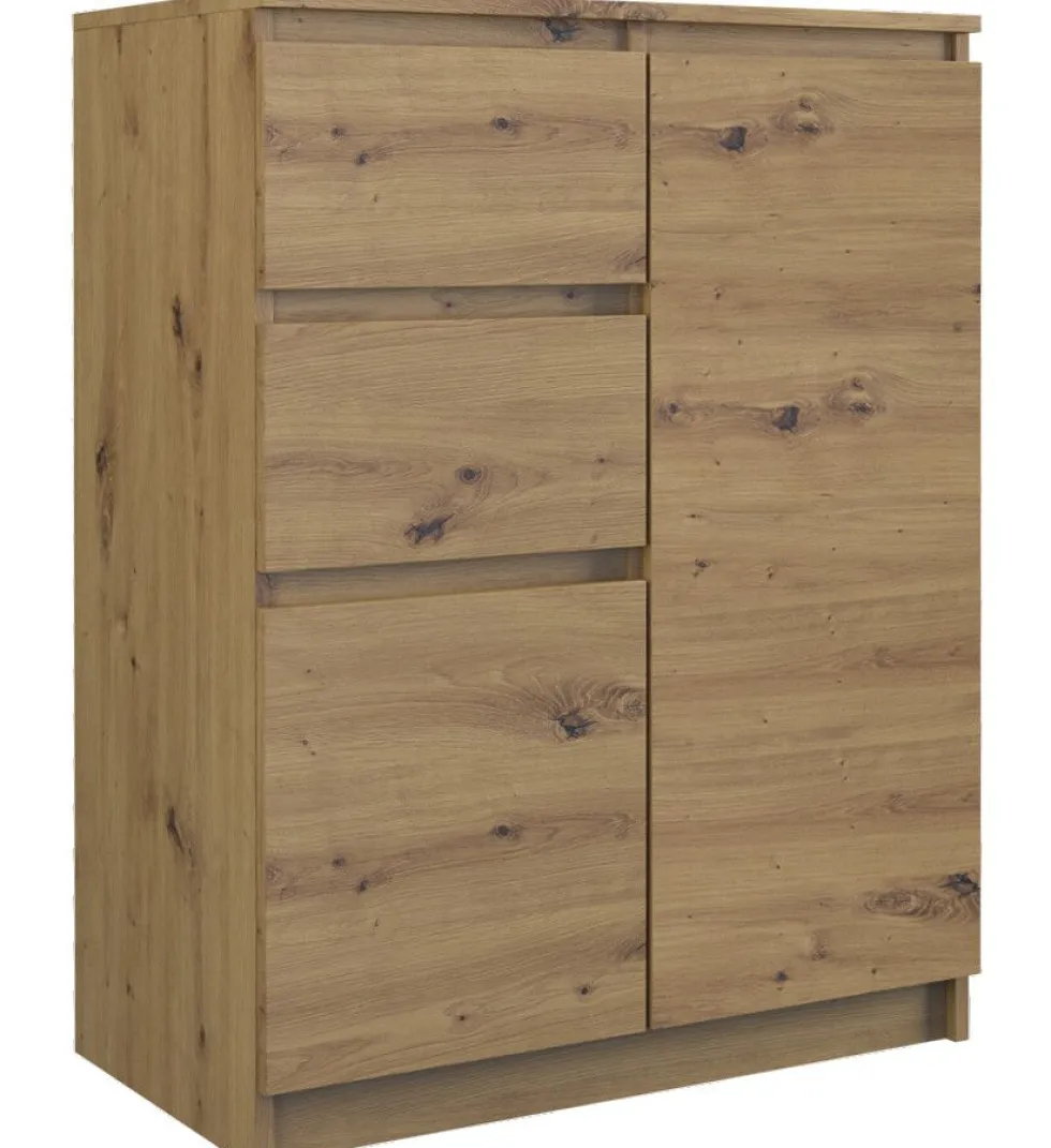 Madia moderna da soggiorno 70X97 a 2 ante e 2 cassetti rovere MT7