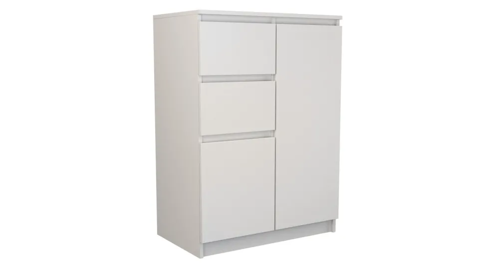 Madia moderna da soggiorno 70X97 a 2 ante e 2 cassetti bianca MT7