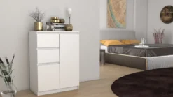 Madia moderna da soggiorno 70X97 a 2 ante e 2 cassetti bianca MT7