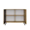 Madia moderna lamellata per soggiorno 103,5 cm con ante tip-on rovere e nero MT4
