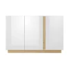 Madia moderna 138x90 bianca con dettagli rovere MALK2