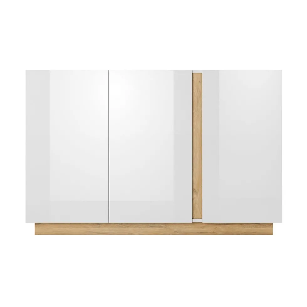 Madia moderna 138x90 bianca con dettagli rovere MALK2