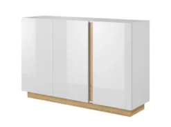 Madia moderna 138x90 bianca con dettagli rovere MALK2