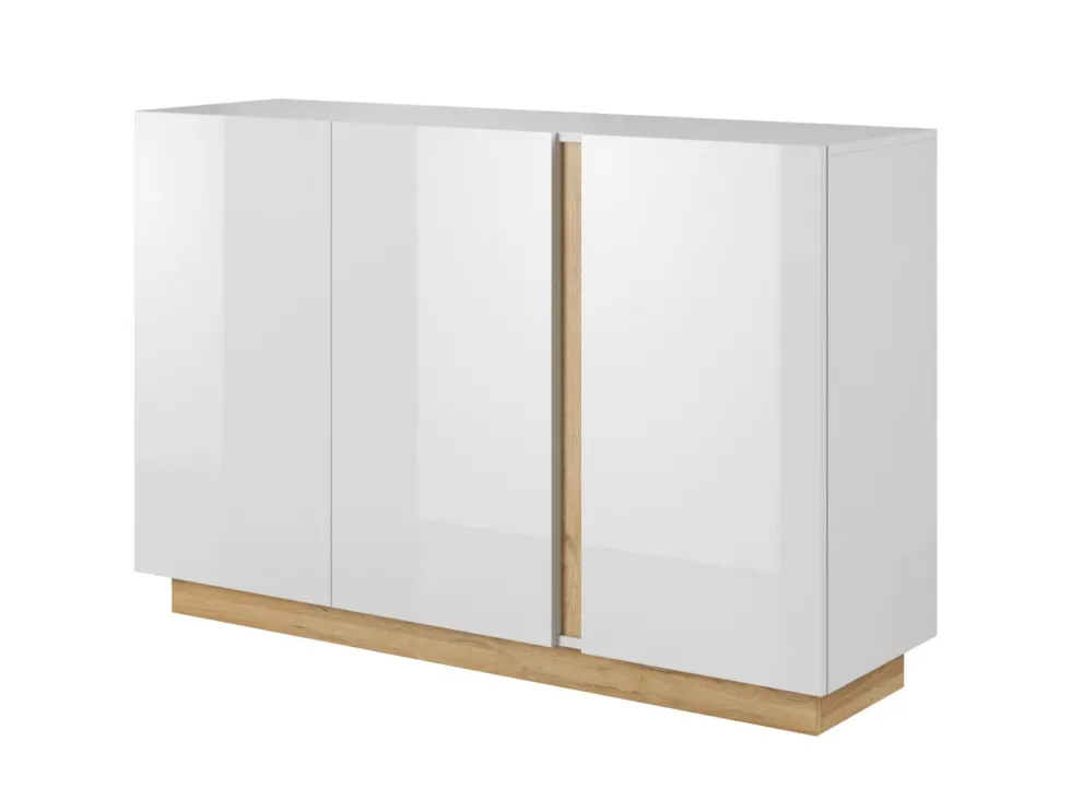 Madia moderna 138x90 bianca con dettagli rovere MALK2