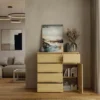 Madia moderna 100x93 cm con 1 anta e 5 cassetti rovere MT6