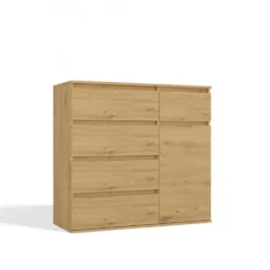 Madia moderna 100x93 cm con 1 anta e 5 cassetti rovere MT6