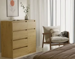 Madia moderna 100x93 cm con 1 anta e 5 cassetti rovere MT6