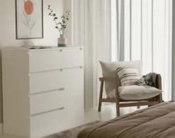 Madia moderna 100x93 cm con 1 anta e 5 cassetti bianca MT6