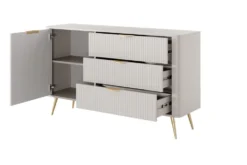 Madia moderna 138x81cm con 1 anta e 3 cassetti beige MALK19